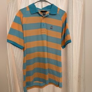 Psycho Bunny Teal and Orange Striped Polo NWOT